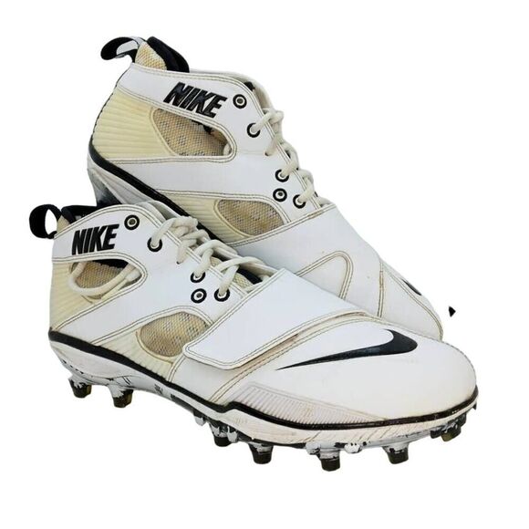 Nike Zoom Huarache Men\'s Pre-owned White/Black/Cream Football Cleats - sz. 9 1/2
